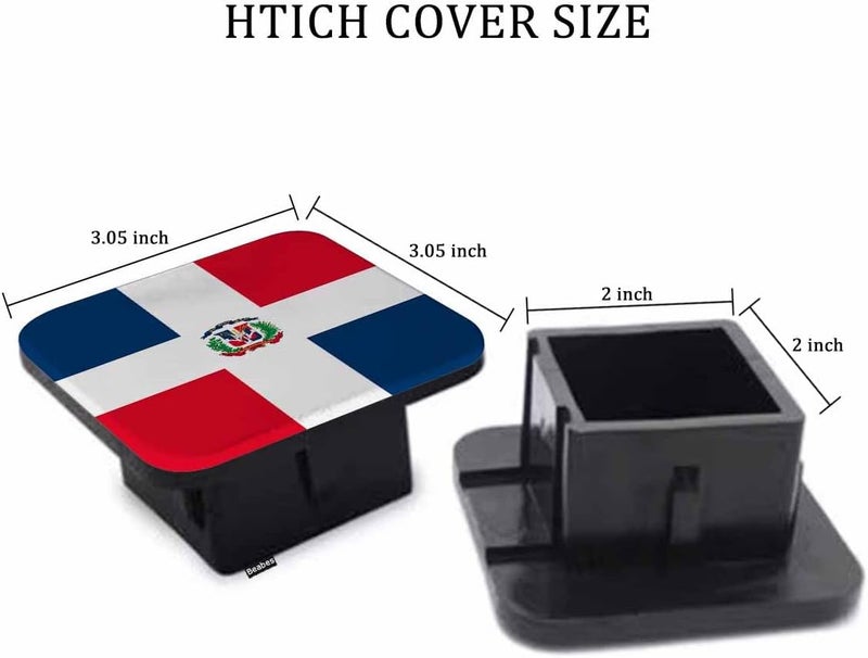 Beabes Trailer Hitch Cover 2 Inch Dominican Republic Flag, Dominican National Flag Heavy-Duty Tow Rear Receivers Plug Covers, 2" Rubber Towing Hitch Cover for Trucks Cars SUVs Sedans - Image 2